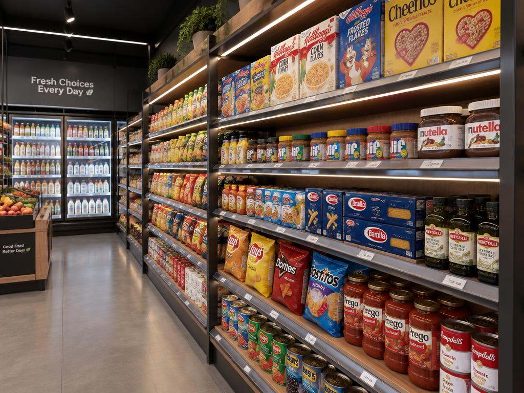 Prateleiras de mercado com LED (imagem ilustrativa)